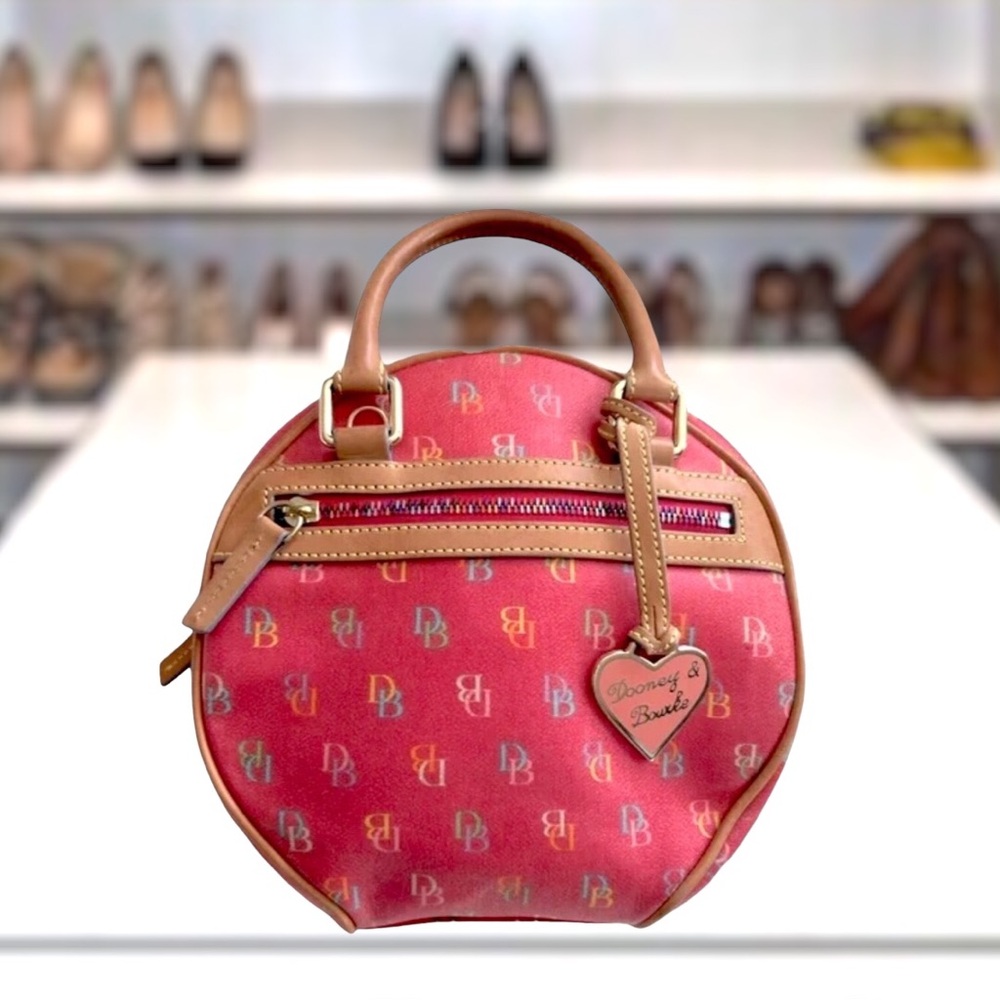 Dooney & Bourke Canteen Circle Bag Pink With Rainbow Zipper Vintage
